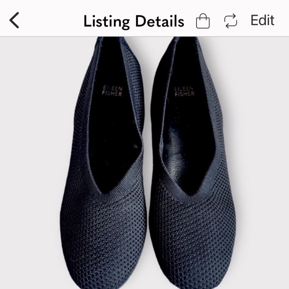 Eileen Fisher Stretch Mesh Knit Wedge Ballet Flat V-Shaped Upper Sz 9.5